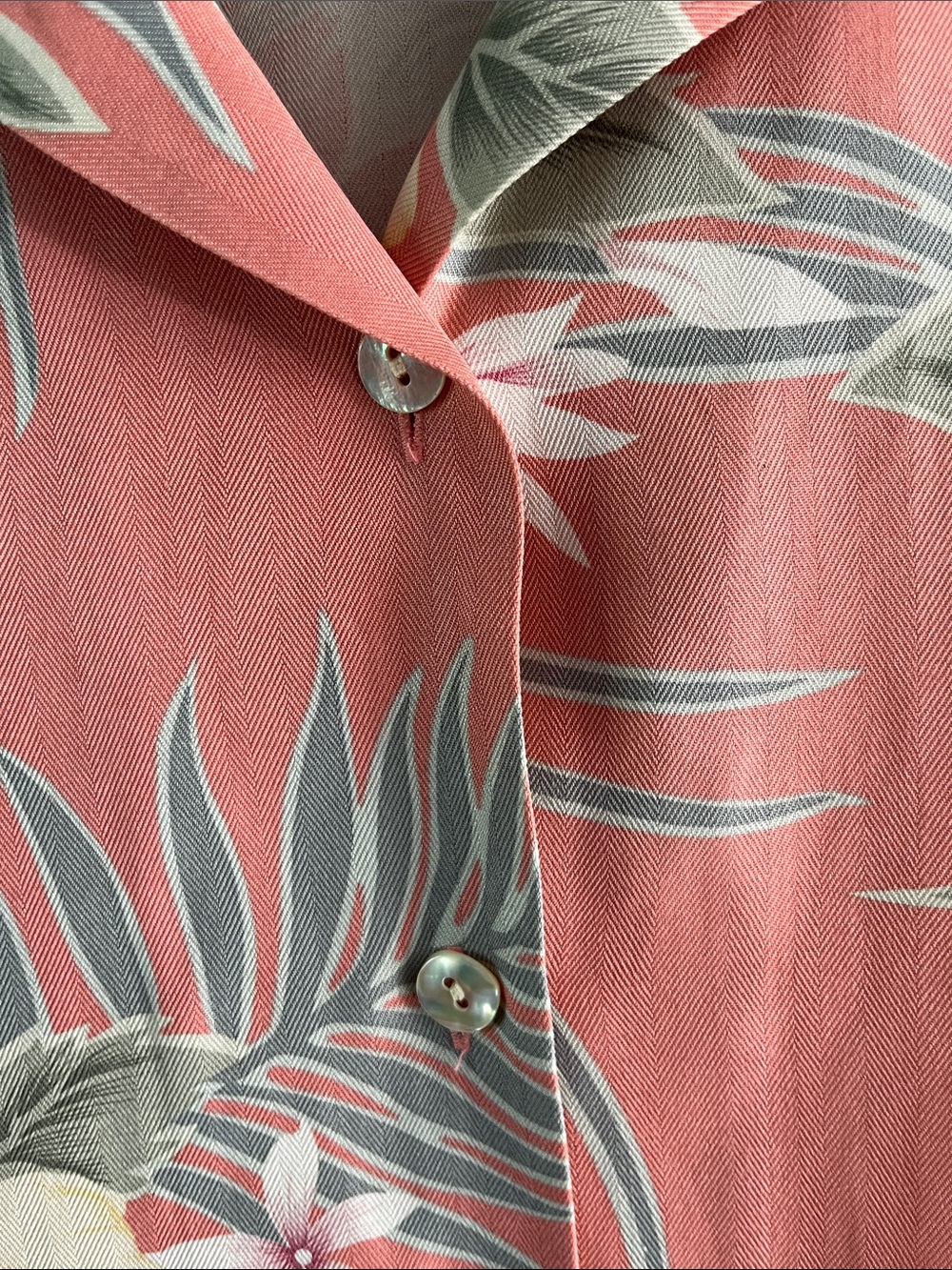 Tommy Bahama Coral-Pink Tropical Hibiscus Camp Shirt - Picture 4 of 4